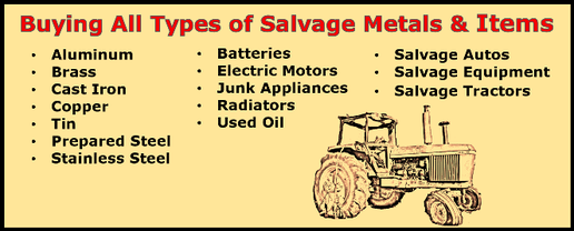 Buying all Types of Salvage Metals and Items